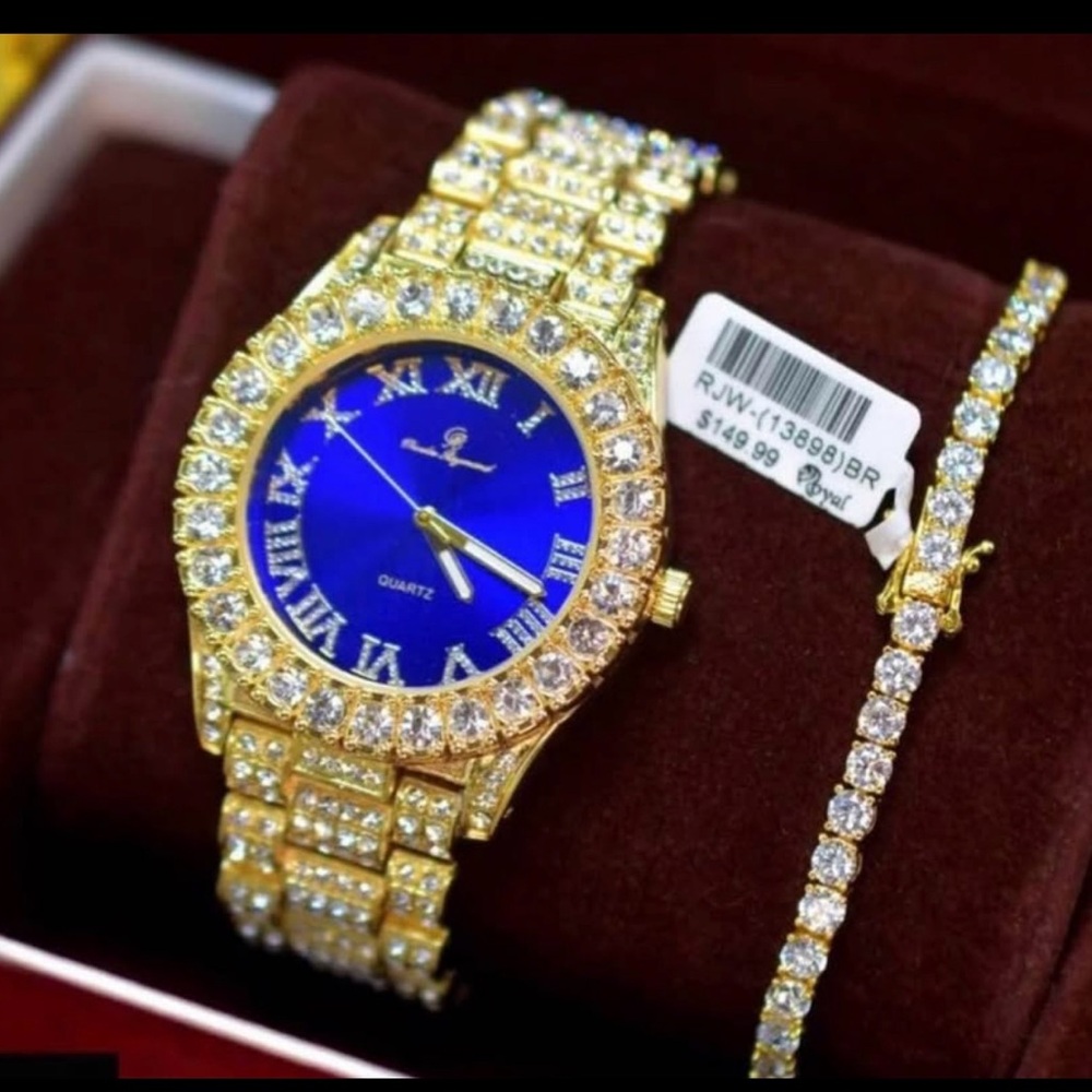Gold and Blue  Watch tennis bracelet